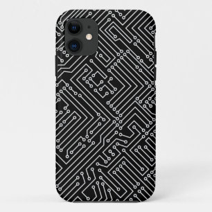 Circuitry - Black on White iPhone 11 Case