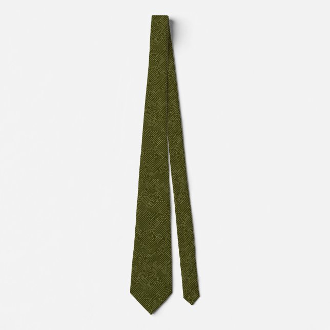Circuitry - Khaki on Dark Olive Tie (Front)