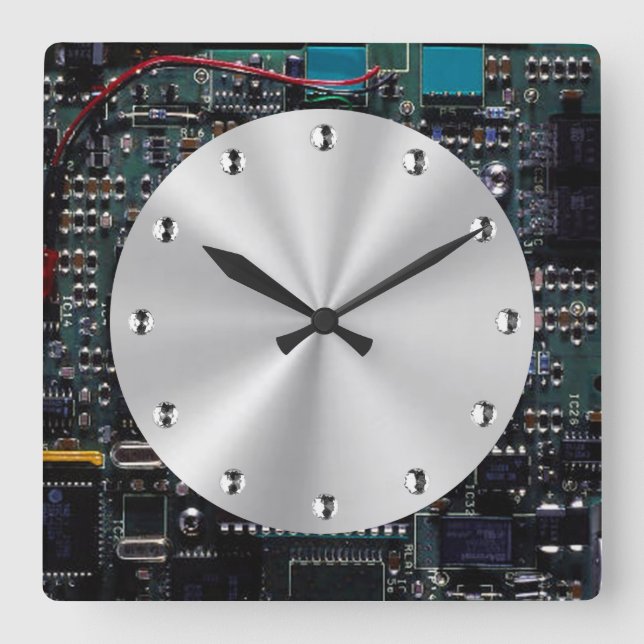 Circuitry Square Wall Clock (Front)