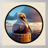 Circular 3D Image of a Beautiful Brown Pelican