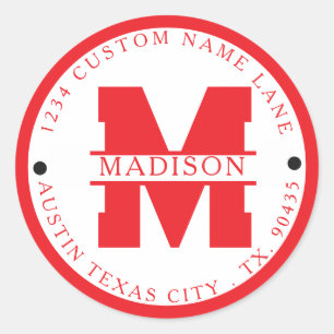 Circular address labels,monogram address labels