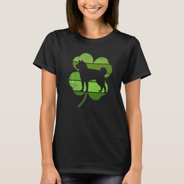 Circular Akita Irish Shamrock Dog St Patrick's Day T-Shirt (Front)