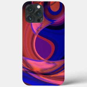 Circular and curved shapes in royal blue to copper iPhone 13 pro max case