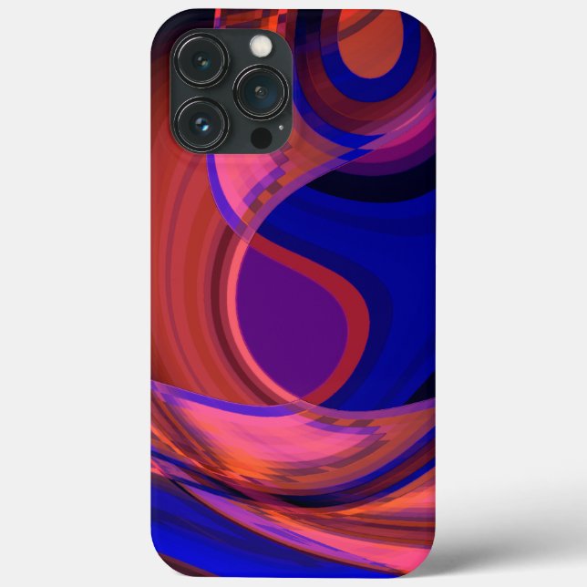 Circular and curved shapes in royal blue to copper Case-Mate iPhone case (Back)