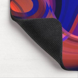 Circular and curved shapes in royal blue to copper mouse mat