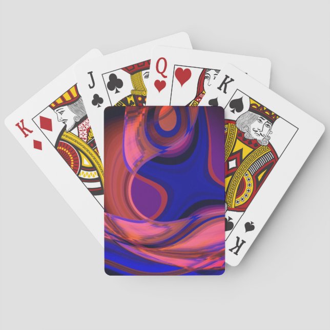 Circular and curved shapes in royal blue to copper playing cards (Back)
