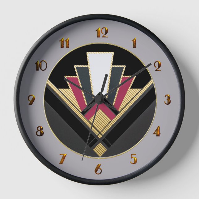 Circular Art Deco Motif Wall Clock (Front)