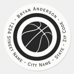 Circular Basketball Return Address Label