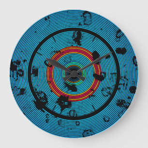 Circular Blue Abstract Pattern Large Clock