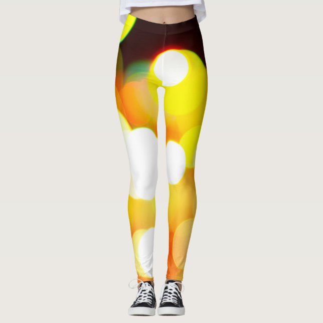 Circular Bokeh: Christmas Light Abstract Leggings (Front)
