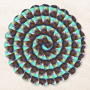 Circular Brown And White Guinea Pig Pattern, Paper Coaster