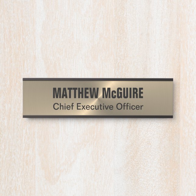 Circular Brushed Gold Look Office Door Sign (Front)