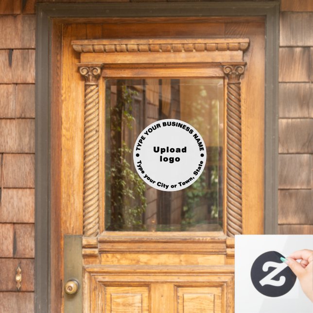 Circular Business Brand Texts on White Window Cling (Home Door)