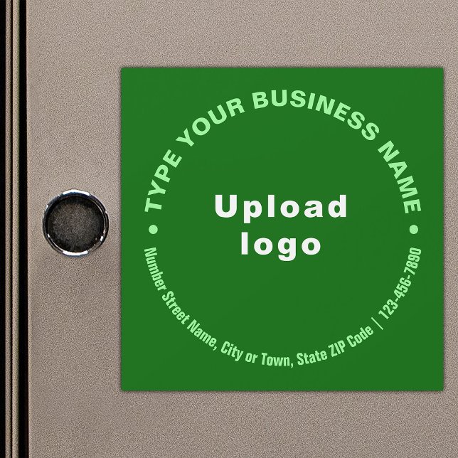 Circular Business Texts on Green Magnetic Card (Build brand name awareness. Circular pattern texts of business brand on green magnetic card.)