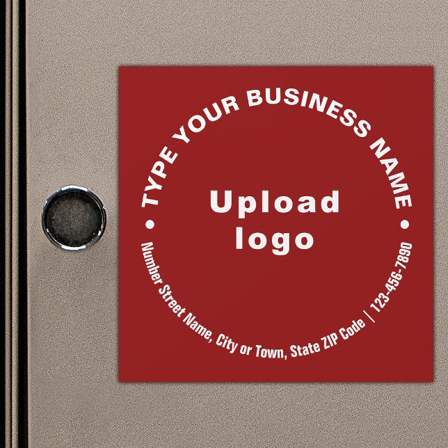 Circular Business Texts on Red Magnetic Card (Build brand name awareness. Circular pattern texts of business brand on red magnetic card.)