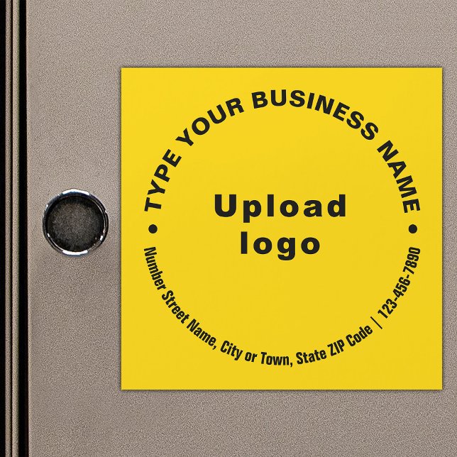 Circular Business Texts on Yellow Magnetic Card (Build brand name awareness. Circular pattern texts of business brand on yellow magnetic card.)