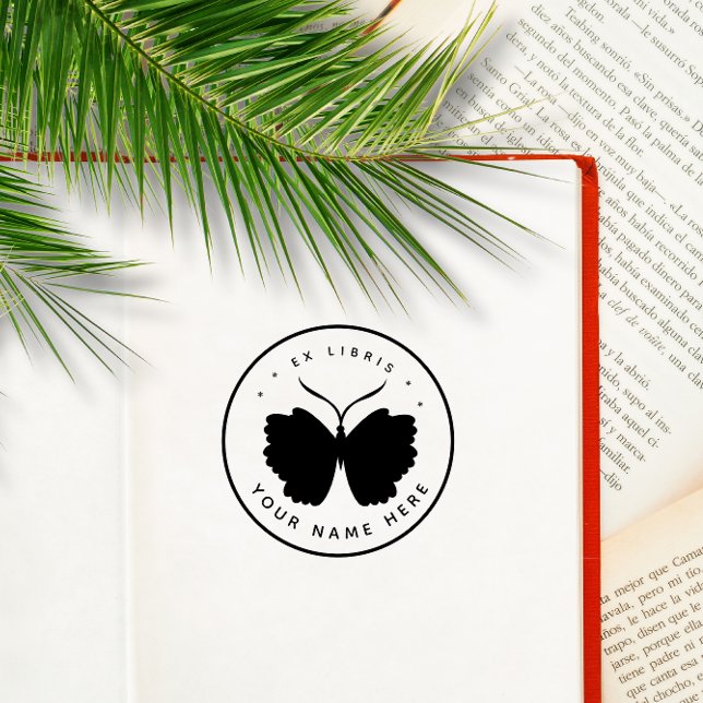 Circular butterfly ex libris stamp (Creator Uploaded)