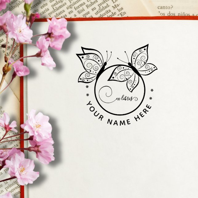 Circular butterfly ex libris stamp (Creator Uploaded)