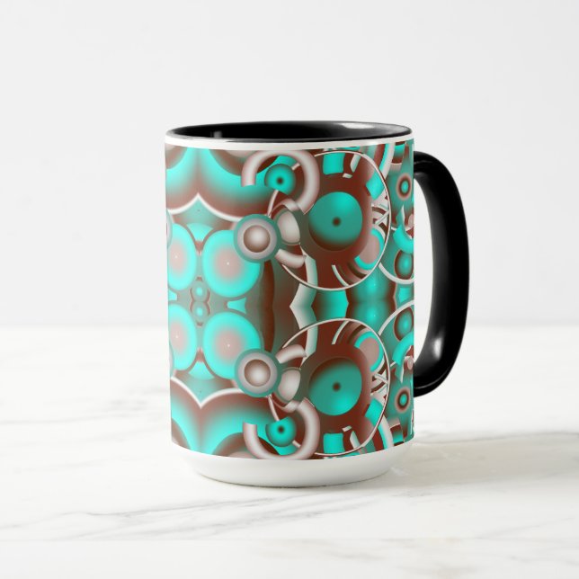 Circular Celestial Concentric Circles Pattern Mug (Front Right)