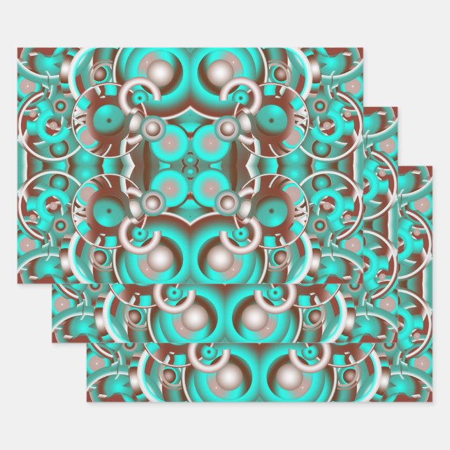 Circular Celestial Concentric Circles Pattern Wrapping Paper Sheet (Set)