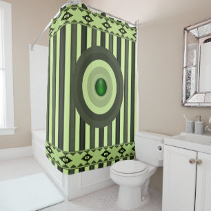 Circular circle green stripe showercurtain shower curtain