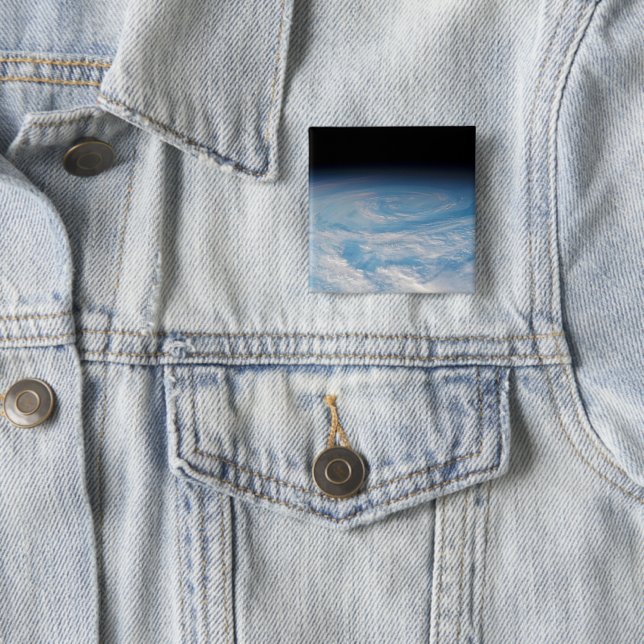 Circular Cloud Formation Over South Pacific Ocean. 15 Cm Square Badge (In Situ)