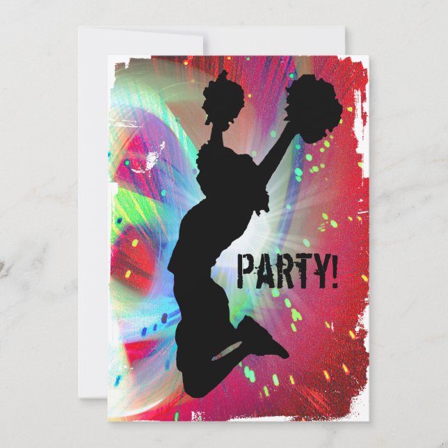 Circular Colorburst with Cheerleader Invitation (Front)