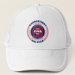 Circular Connecticut State Patriotic Trucker Hat