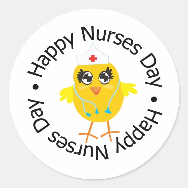 Circular Design Happy Nurses Day Classic Round Sticker (Front)