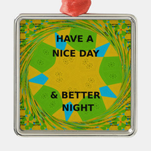 Circular Design  "Have a Nice Day & Better Night" Metal Tree Decoration