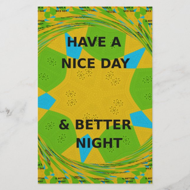 Circular Design  "Have a Nice Day & Better Night" Stationery (Front)