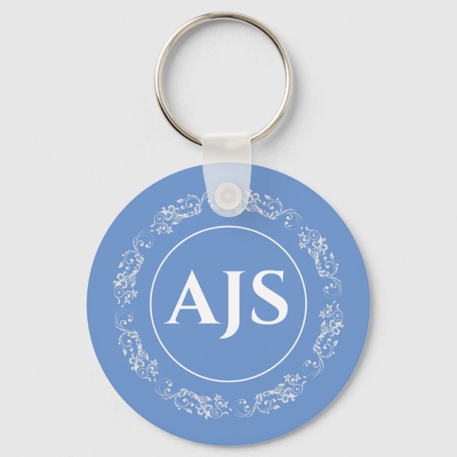 Circular design with Monogram Initials Key Ring (Front)