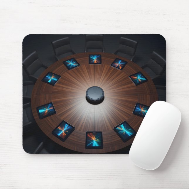 Circular Digital Meeting Mouse Mat (With Mouse)