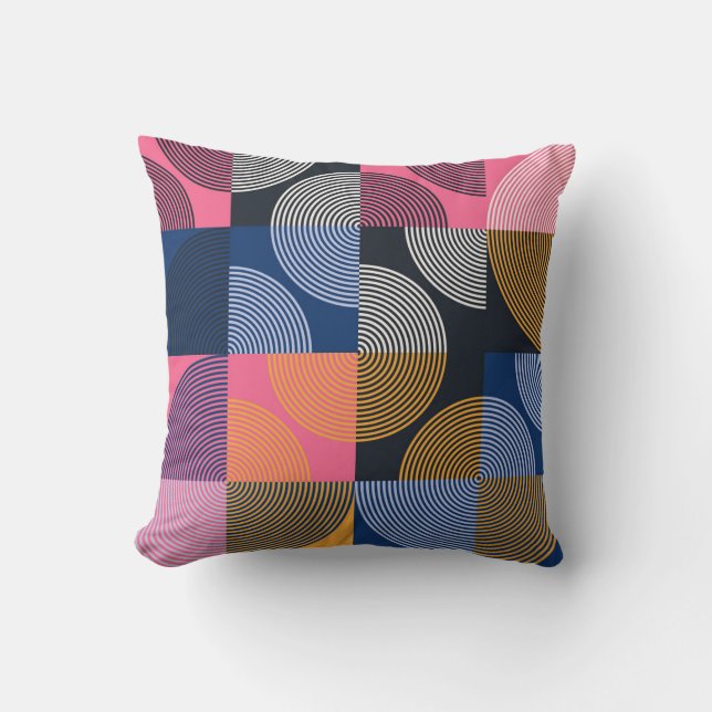Circular Geometric Vintage Artwork Cushion (Front)