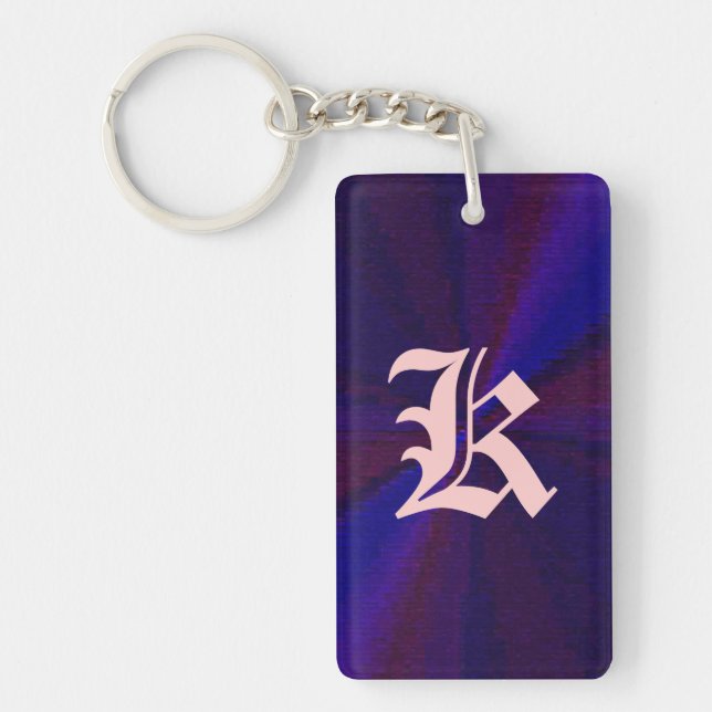 Circular Gradient Patchwork Blue to Purple Key Ring (Front)