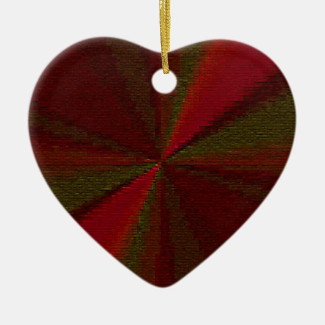 Circular Gradient Patchwork Red to Green Ceramic Tree Decoration (Front)