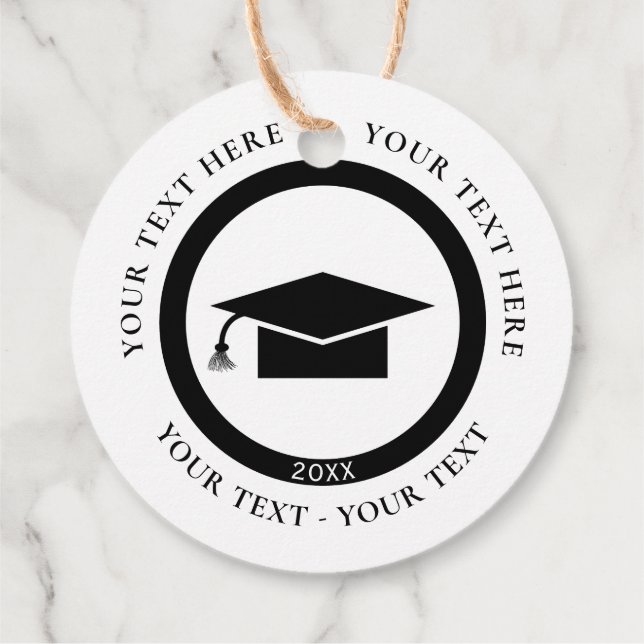 Circular Graduation Cap Favour Tags (Back)