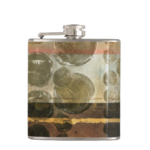 Circular Green Droplets Hip Flask