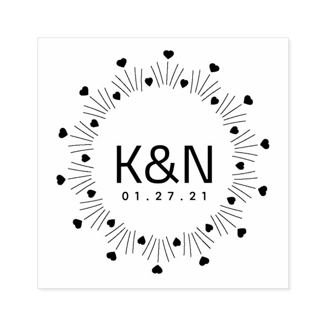 Circular Heart Deco Initial Logo Wedding Stamp (Imprint)