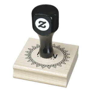 Circular Heart Deco Initial Logo Wedding Stamp