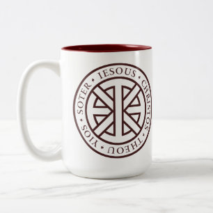 Circular Ichthys (Crimson) Two-Tone Coffee Mug