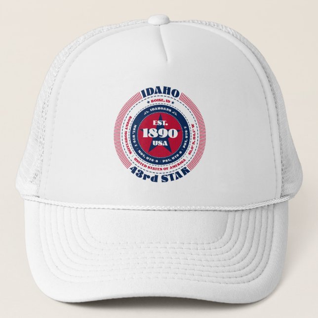 Circular Idaho State Patriotic Trucker Hat (Front)