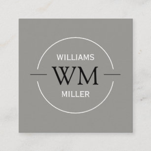 Circular Initial Modern Square Grey -Business Card