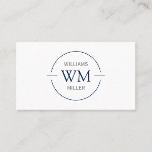 Circular Initials Modern Blue - Business Card