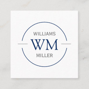 Circular Initials Modern Square Blue-Business Card
