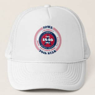 Circular Iowa State Patriotic Trucker Hat