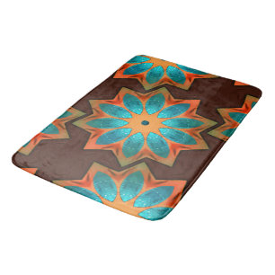 Circular kaleidoscope in a mix of woody and satin bath mat