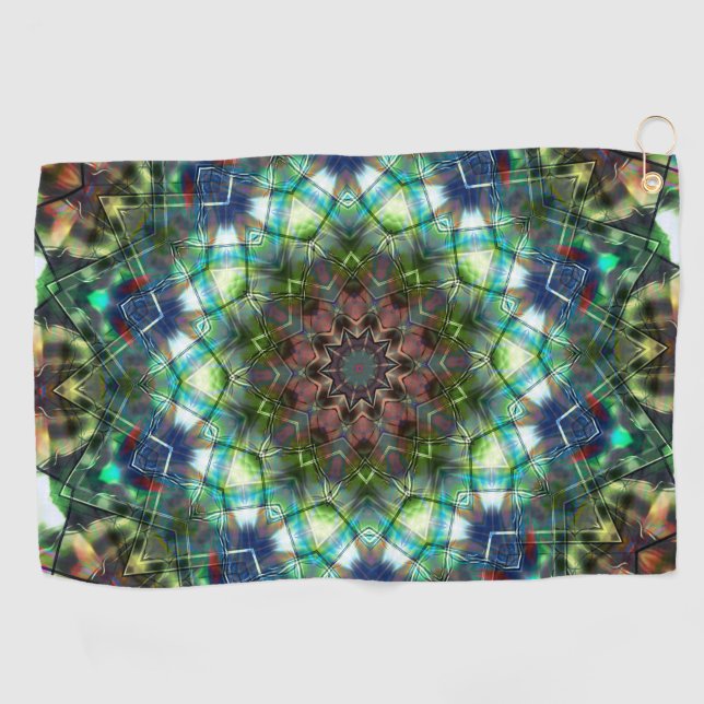Circular kaleidoscope under acrylic style  golf towel (Horizontal)