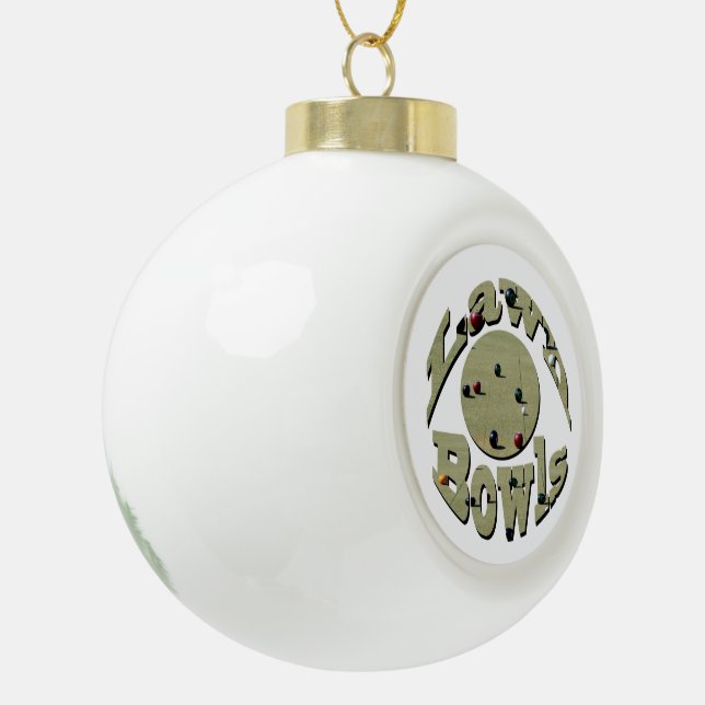 Circular Lawn Bowls Name Design, Ceramic Ball Christmas Ornament (Left)
