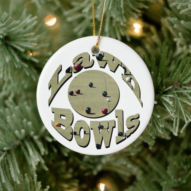 Circular Lawn Bowls Name Design, Ceramic Tree Decoration (Tree)
